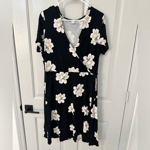 Black Floral Old Navy Wrap Dress